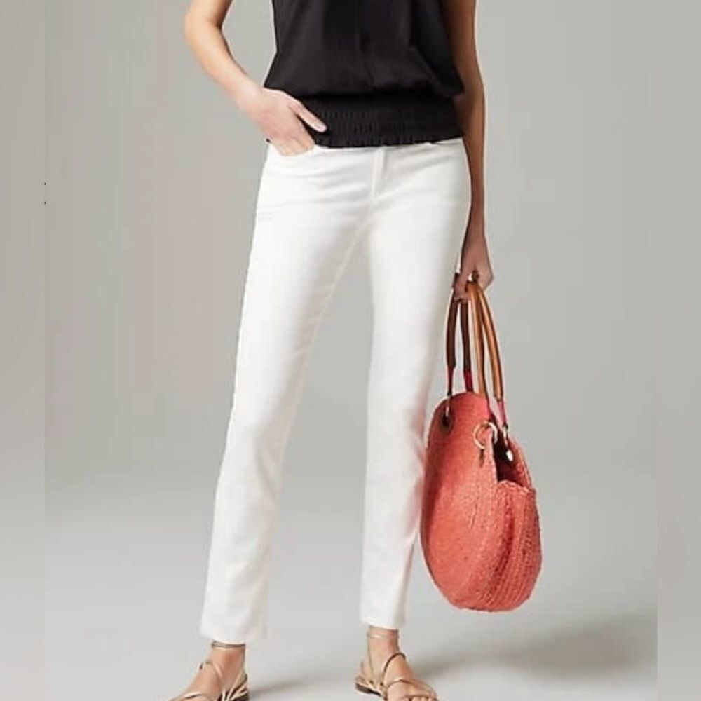 Eileen Fisher Organic Cotton Blend White Mid Rise Slim Pants Size 8